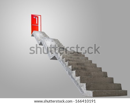 Concrete stairway leading to exit door