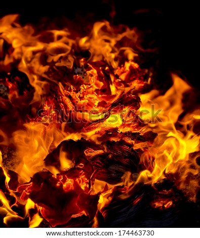 burning paper fire isolated on black