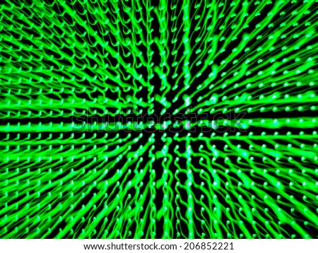 lens zoom technic on green led panel, abstract background