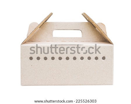 cardboard box with ventilating holes for air flow isolated on white background