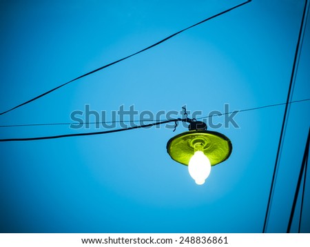 high power mercury lamp, electric current discharge through mercury gas encapsulated lamp generating high lighting efficiency illumination