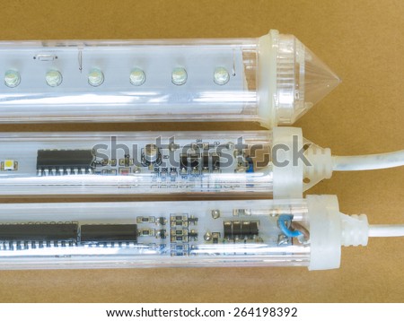 various types of LED in fluorescent tube , showing head cap and end cap parts