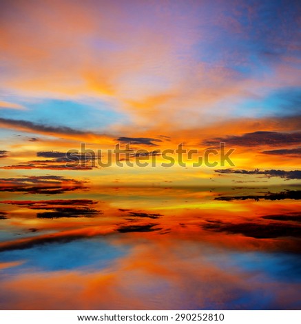blur effect added on colorful sunset sky background