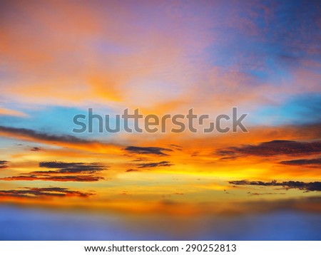 blur effect added on colorful sunset sky background