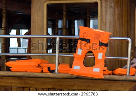 Bright orange life vest