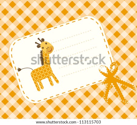 Baby arrival card with funny animals/ Vector illustration