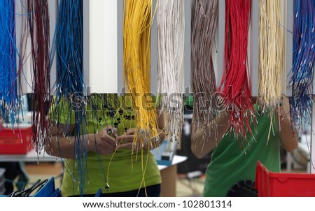 Industrial cable colors in factory