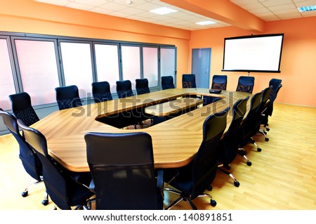 Conference table and chairs in meeting room