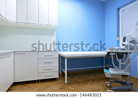 Interior Of A Doctor\'S Consulting Room With Medical Ultrasound Diagnostic Equipment