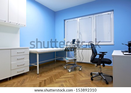 Interior of a doctor\'s consulting room with Medical ultrasound diagnostic equipment