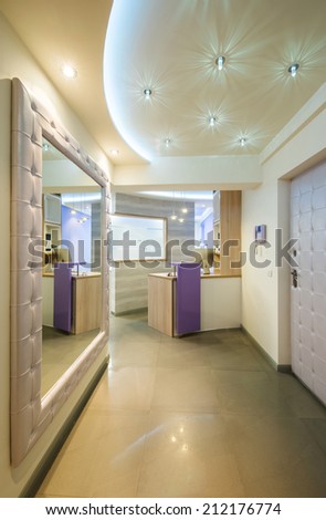 Hallway and a small reception desk