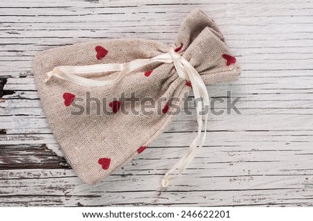 gift bag on wooden background