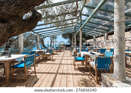 Sea view terrace of the luxury restaurant