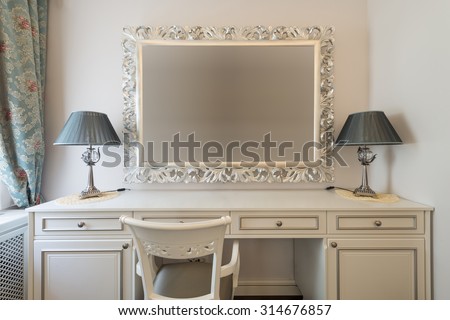 Dressing table in bedroom interior