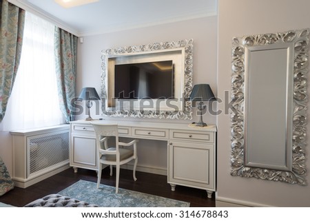 Dressing table in bedroom interior
