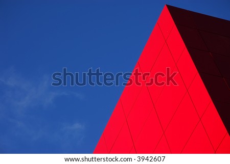 red corner of building