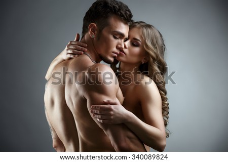 Erotica. Embrace of attractive nude couple