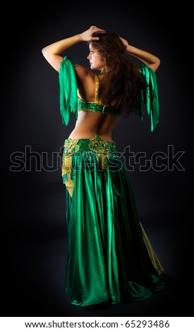 beauty woman dance in green arabic costume