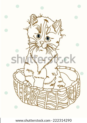 decorative picture of a kitten in a basket