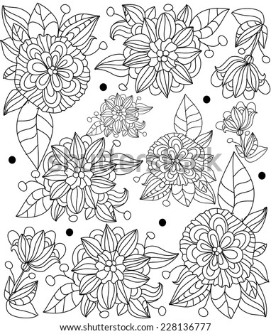 decorative vector illustration of a stylized flower line, a beautiful pattern decorative flowers
