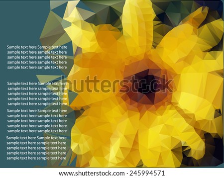 ornamental geometric bright background with large flowers sunflowers