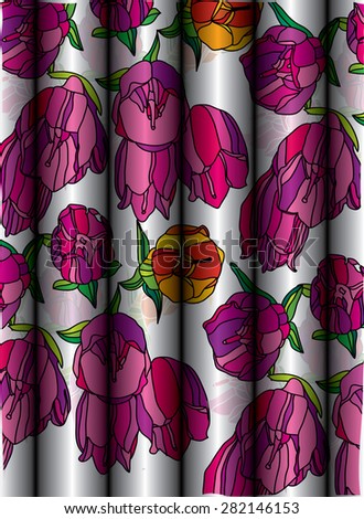 beautiful vector background with folds of pink flowers tulips