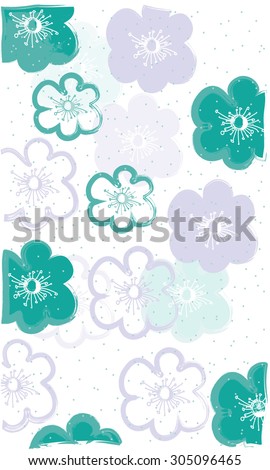 beautiful floral background with purple and turquoise flowers
