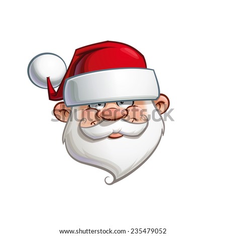 Cartoon vector illustration of a happy Santa Claus emoticon.