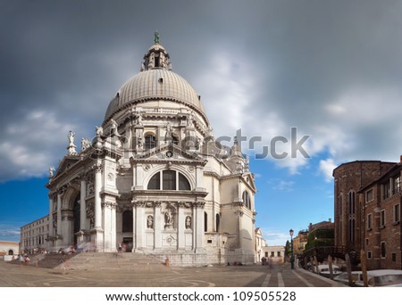 Panorama of Santa Maria della Salute church in Venice, Italy, Europe