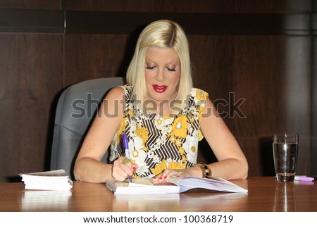 LOS ANGELES - APRIL 17:  Tori Spelling at a signing for her book \'celebraTORI\' at Barnes & Noble at The Grove on April 17, 2012 in Los Angeles, California
