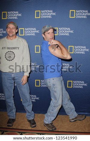 PASADENA - JAN 3: George Wyant, Tim Saylor of the show \'Diggers\' at the National Geographic Channels TCA party on January 3, 2013 at the Langham Hotel in Pasadena, California