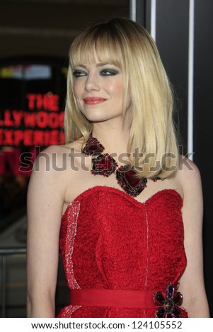 LOS ANGELES - JAN 7: Emma Stone at Warner Bros. Pictures\' \'Gangster Squad\' premiere at Grauman\'s Chinese Theater on January 7, 2013 in Los Angeles, California