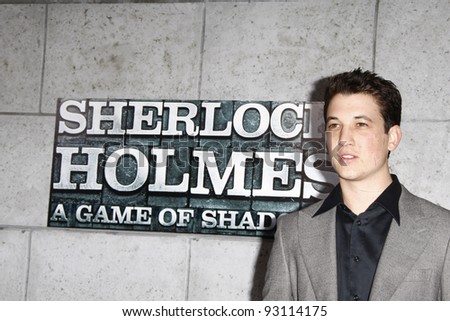 LOS ANGELES - DEC 6: Miles Teller at the premiere of Warner Bros. Pictures\' \'Sherlock Holmes: A Game Of Shadows\' at the Regency Village Theater on December 6, 2011 in Los Angeles, California