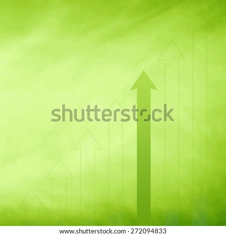 Conceptual simple eco green arrows on blurred yellow green background. Eco green concept arrow background with place for text message. Square composition used.