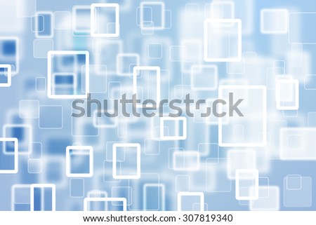 Abstract touchscreen rectangle and square bokeh computer background. Blurred rectangle and square blue color bokeh illustration background.