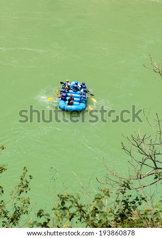 Rafting boat at river Gang near Rishikesh