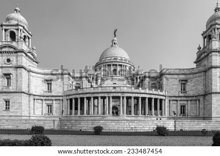 Victoria Memorial. Kolkatta, India black and white