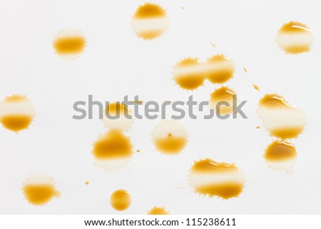 Coffee stains and drops. On a white background.