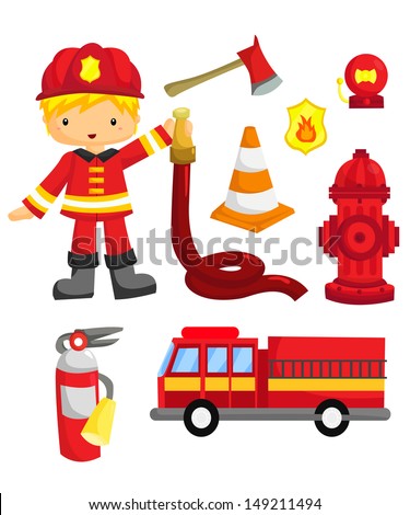 Fireman Vector Set