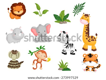 jungle animal vector set