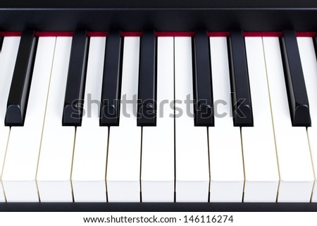Top view of piano keys