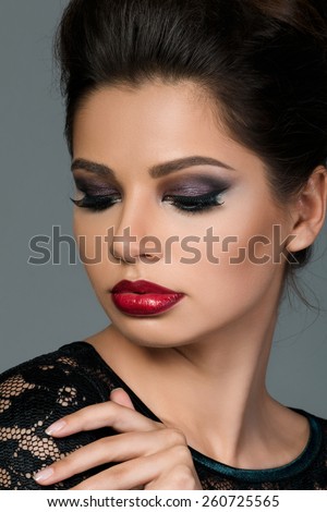 Beauty portrait of young beautiful woman with arabic makeup