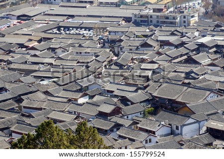 Ancient roof in Lijiang old town, Yunnan China