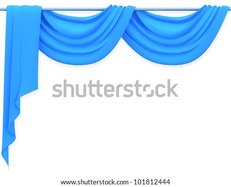 blue  curtain on white background