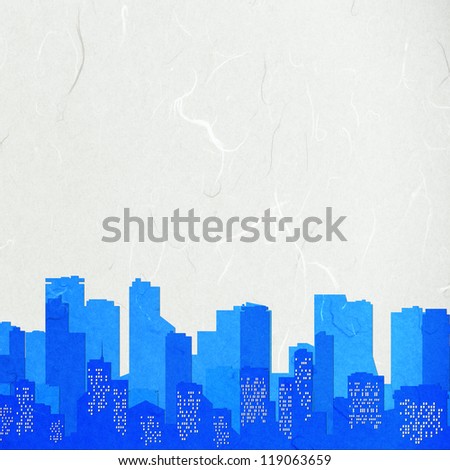 Rice paper cut  cityscape on white background