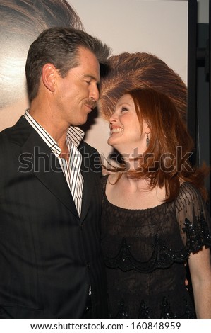 Co-stars Pierce Brosnan and Julianne Moore attend the world premiere screening of New Line Cinema's LAWS OF ATTRACTION at Loews Astor Plaza April 22, 2004 in New York City