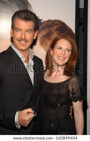 Co-stars Pierce Brosnan and Julianne Moore attend the world premiere screening of New Line Cinema\'s LAWS OF ATTRACTION at Loews Astor Plaza April 22, 2004 in New York City
