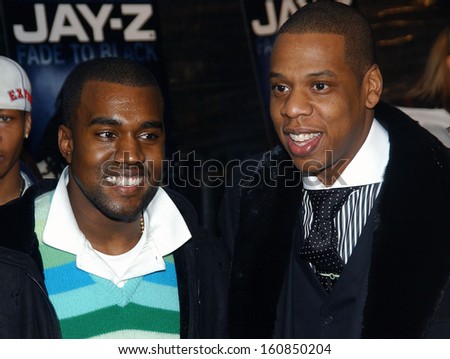Kanye West And Jay Z At The World Premiere Of Jay-Z\'S Fade To Black At The The Ziegfeld Theater On November 5, 2004 In New York