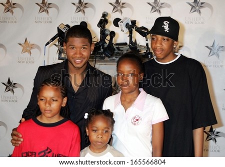 Usher, kids at the press conference for Usher Launches New Look Foundation non-profit charity for youth, Capitale, New York, NY, June 10, 2005