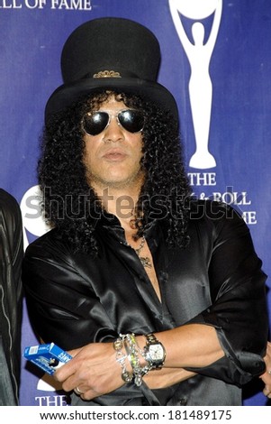 Slash of Velvet Revolver, in the press room for Induction Ceremony Rock and Roll Hall of Fame, Waldorf-Astoria Hotel, New York, NY, March 12, 2007